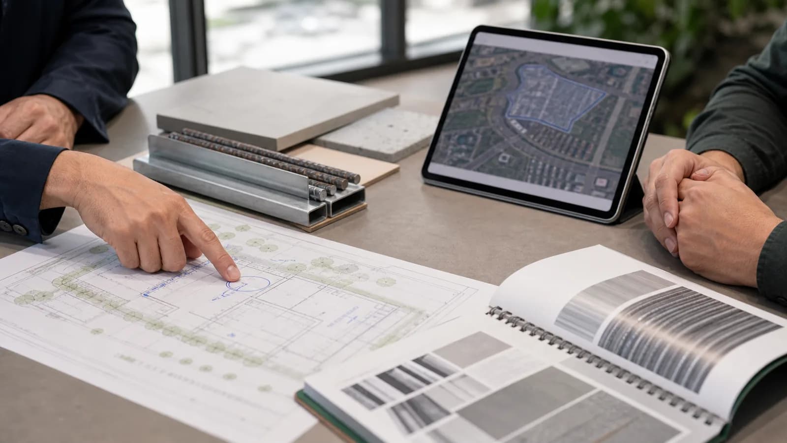 Proveedor revisando una oportunidad comercial de construcción